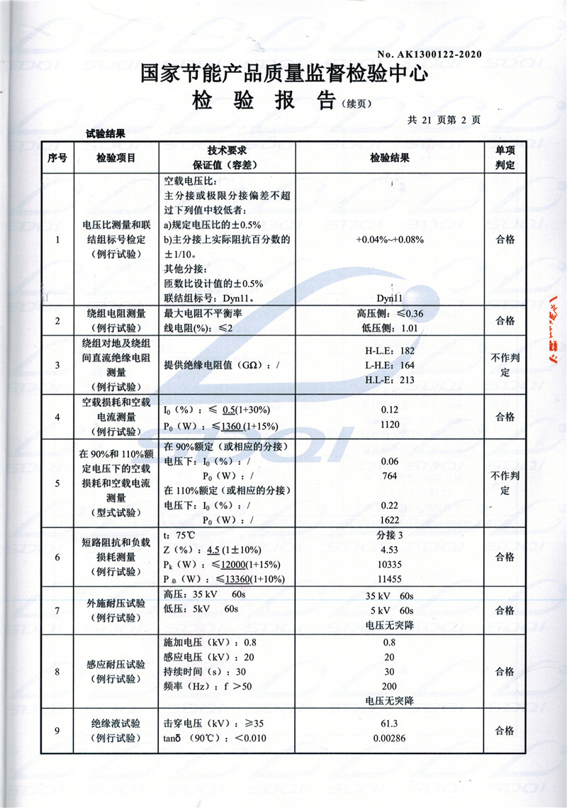 高低压试验报告-S11-1250山城山城山城油浸式变压器-2.jpg